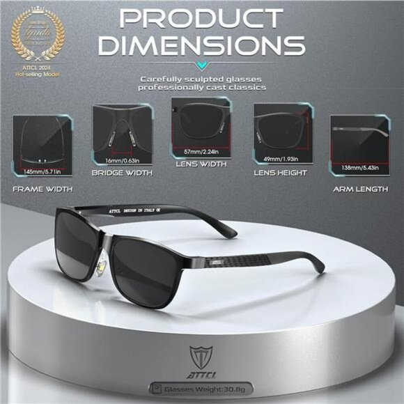 Mens Polarized Sunglasses Driving UV Protection Metal Frame Lightweight Shades - Picture 4 of 7